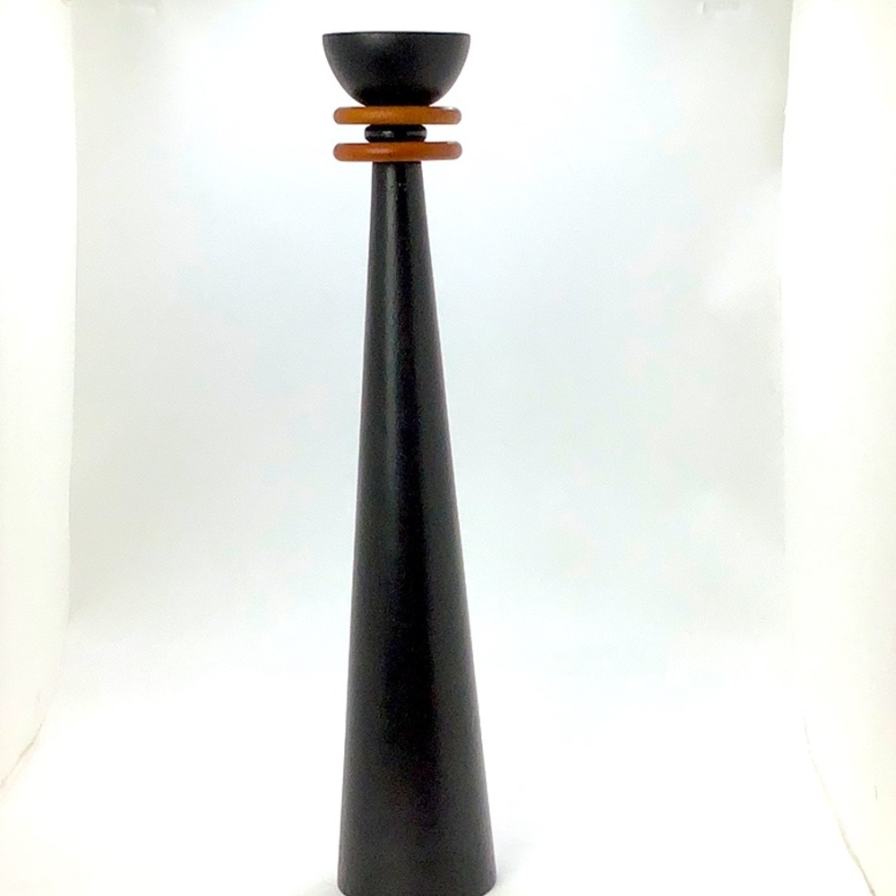 Candle Stick Wooden 14 1/2” Tall Black and Brown